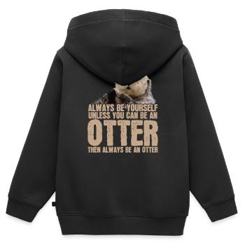 Otter - Kinder Premium Organic Zip Hoodie - Schwarz - Hinten - AI Model Kid Male (0cm)