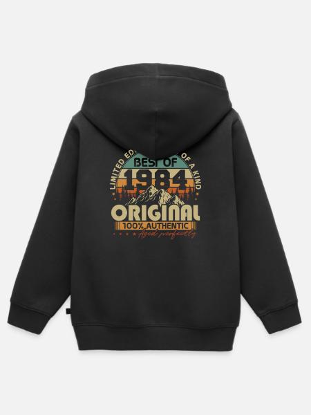 Original 1984 Vintage Geburtstag Geschenk Retro - Premium børne zip-hættetrøje økologisk - sort