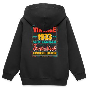 January 1933 Vintage Fantastic 91 Years Man - Kids Premium Organic Zip-up Hoodie - black - Back - AI Model Kid Male (0cm)