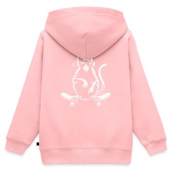 Chill Monkey Skater: Umarme die Entspannung - Kinder Premium Organic Zip Hoodie - Rosa - Hinten - AI Model Kid Female (0cm)