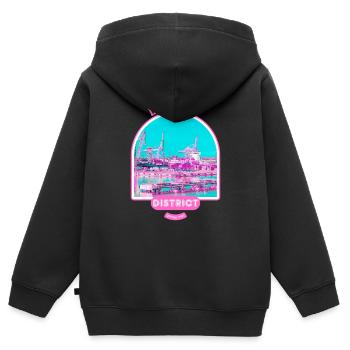 Pink industrial harbour in Finland - Kids Premium Organic Zip-up Hoodie - black - Back - AI Model Kid Male (0cm)