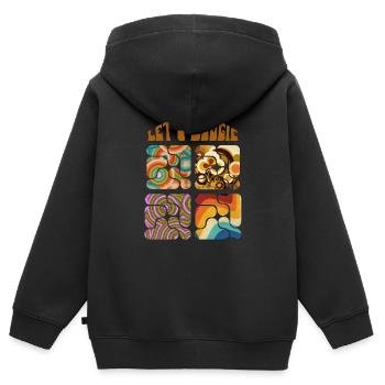 Let's Boogie Retro Muster - Kinder Premium Organic Zip Hoodie - Schwarz - Hinten - AI Model Kid Male (0cm)