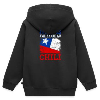 Ich kann nicht nach Chile - Kinder Premium Organic Zip Hoodie - Schwarz - Hinten - AI Model Kid Male (0cm)