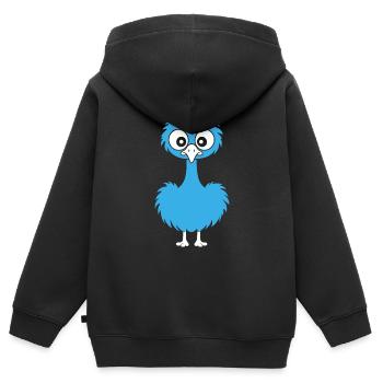 Strauß - Kinder Premium Organic Zip Hoodie - Schwarz - Hinten - AI Model Kid Male (0cm)