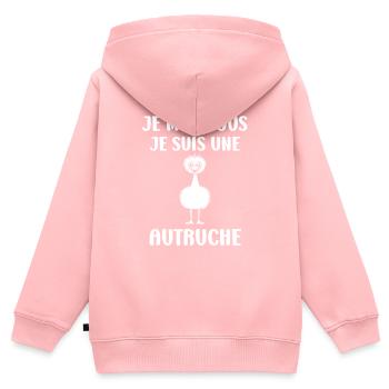 Humour autruche - Sweat Premium à capuche zippé enfant bio - rose - Dos - AI Model Kid Female (0cm)