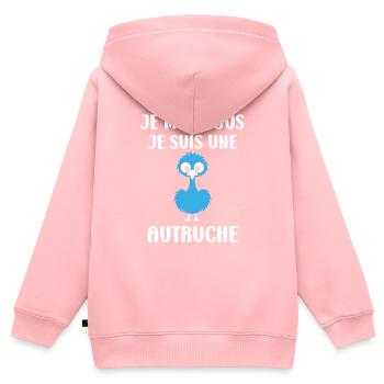 Humour autruche - Sweat Premium à capuche zippé enfant bio - rose - Dos - AI Model Kid Female (0cm)