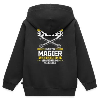 Je suis un serrurier et non un magicien - Sweat Premium à capuche zippé enfant bio - noir - Dos - AI Model Kid Male (0cm)