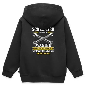 Je suis un serrurier et non un magicien - Sweat Premium à capuche zippé enfant bio - noir - Dos - AI Model Kid Male (0cm)