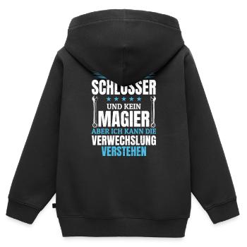 Je suis un serrurier et non un magicien - Sweat Premium à capuche zippé enfant bio - noir - Dos - AI Model Kid Male (0cm)