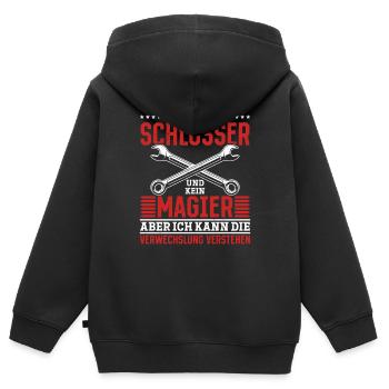 Je suis un serrurier et non un magicien - Sweat Premium à capuche zippé enfant bio - noir - Dos - AI Model Kid Male (0cm)