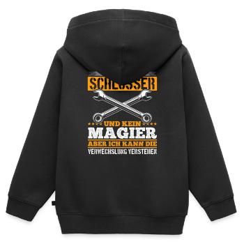Je suis un serrurier et non un magicien - Sweat Premium à capuche zippé enfant bio - noir - Dos - AI Model Kid Male (0cm)