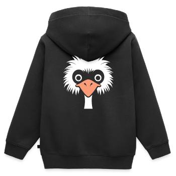 Strauß - Kinder Premium Organic Zip Hoodie - Schwarz - Hinten - AI Model Kid Male (0cm)