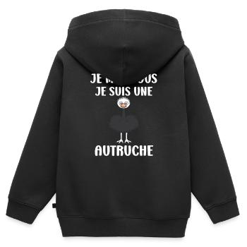 Strauß Zitat - Kinder Premium Organic Zip Hoodie - Schwarz - Hinten - AI Model Kid Male (0cm)