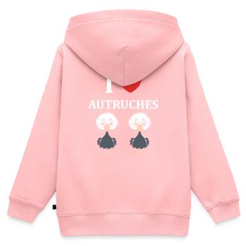 Citation autruche - Sweat Premium à capuche zippé enfant bio - rose - Dos - AI Model Kid Female (0cm)