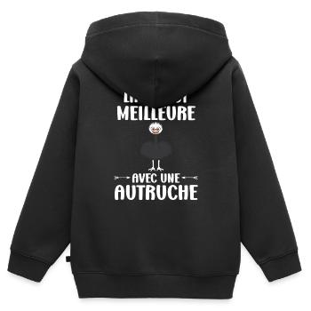 Strauß Zitat - Kinder Premium Organic Zip Hoodie - Schwarz - Hinten - AI Model Kid Male (0cm)