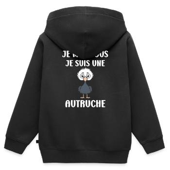 Strauß Zitat - Kinder Premium Organic Zip Hoodie - Schwarz - Hinten - AI Model Kid Male (0cm)