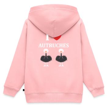 Citation autruche - Sweat Premium à capuche zippé enfant bio - rose - Dos - AI Model Kid Female (0cm)