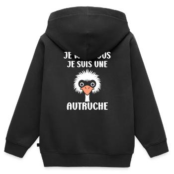 Strauß Zitat - Kinder Premium Organic Zip Hoodie - Schwarz - Hinten - AI Model Kid Male (0cm)