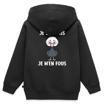 Strauß Zitat - Kinder Premium Organic Zip Hoodie - Schwarz - Hinten - AI Model Kid Male (0cm)