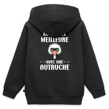 Strauß Zitat - Kinder Premium Organic Zip Hoodie - Schwarz - Hinten - AI Model Kid Male (0cm)