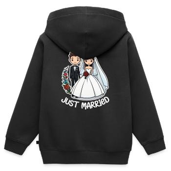Just Married - Zur Hochzeit - Kinder Premium Organic Zip Hoodie - Schwarz - Hinten - AI Model Kid Male (0cm)