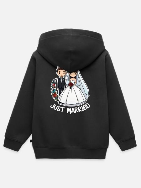 Recién casados - Para la boda - Sudadera Premium con capucha y cremallera infantil orgánica - negro