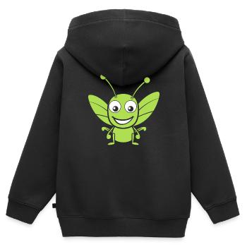 Sauterelle - Sweat Premium à capuche zippé enfant bio - noir - Dos - AI Model Kid Male (0cm)