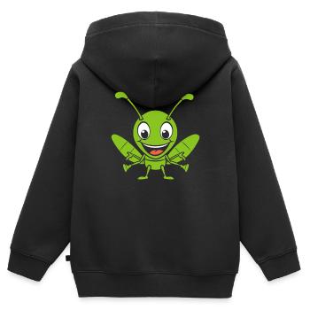 Sauterelle - Sweat Premium à capuche zippé enfant bio - noir - Dos - AI Model Kid Male (0cm)