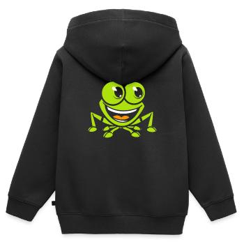 Sauterelle - Sweat Premium à capuche zippé enfant bio - noir - Dos - AI Model Kid Male (0cm)