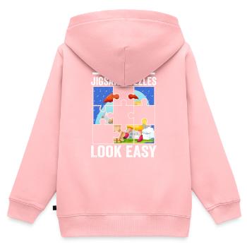 I Make Jigsaw Puzzles Look Easy Solving Piece - Kinder Premium Organic Zip Hoodie - Rosa - Hinten - AI Model Kid Female (0cm)