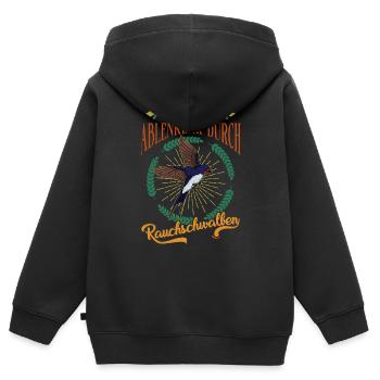 Facilement distrait par les hirondelles rustiques - Sweat Premium à capuche zippé enfant bio - noir - Dos - AI Model Kid Male (0cm)
