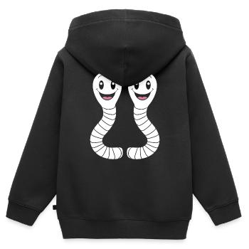 regenwürmer - Kinder Premium Organic Zip Hoodie - Schwarz - Hinten - AI Model Kid Male (0cm)