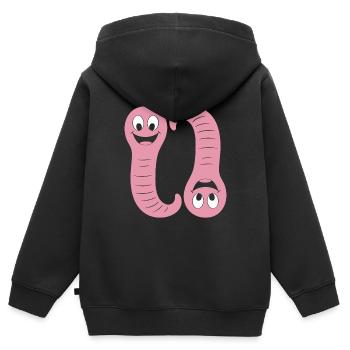 Regenwurm - Kinder Premium Organic Zip Hoodie - Schwarz - Hinten - AI Model Kid Male (0cm)