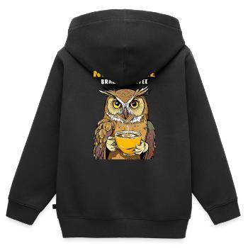 NACHTEULE BRAUCHT KAFFEE - Kinder Premium Organic Zip Hoodie - Schwarz - Hinten - AI Model Kid Male (0cm)