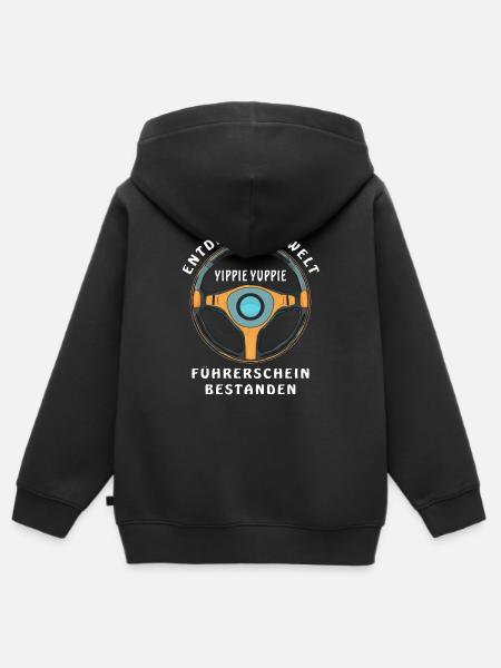 VOLANTE SCOPRI IL MONDO PATENTE DI GUIDA SUPERATA - Felpa Premium con cappuccio con zip bambino bio - nero