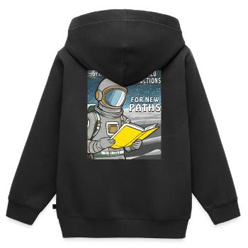 LES HÉROS DE L’ESPACE ONT ÉGALEMENT BESOIN D’INSTRUCTIONS POUR DE NOUVEAUX CHEMINS - Sweat Premium à capuche zippé enfant bio - noir - Dos - AI Model Kid Male (0cm)