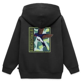 Hirondelle rustique Peinture rétro Autriche Oiseau - Sweat Premium à capuche zippé enfant bio - noir - Dos - AI Model Kid Male (0cm)
