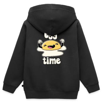 L’heure des œufs - Sweat Premium à capuche zippé enfant bio - noir - Dos - AI Model Kid Male (0cm)