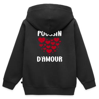 Poussin - Sweat Premium à capuche zippé enfant bio - noir - Dos - AI Model Kid Male (0cm)