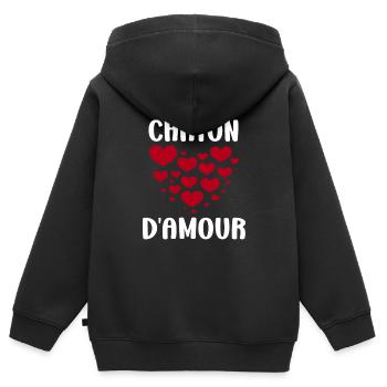 Chaton - Sweat Premium à capuche zippé enfant bio - noir - Dos - AI Model Kid Male (0cm)