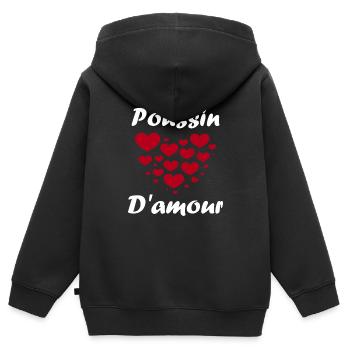 Poussin - Sweat Premium à capuche zippé enfant bio - noir - Dos - AI Model Kid Male (0cm)