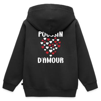 Poussin - Sweat Premium à capuche zippé enfant bio - noir - Dos - AI Model Kid Male (0cm)