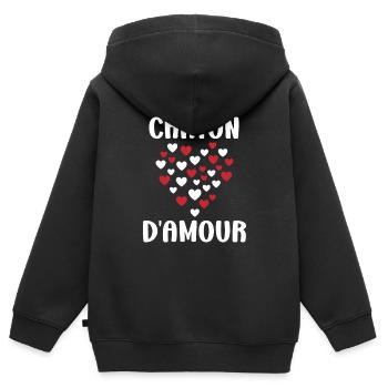 Chaton - Sweat Premium à capuche zippé enfant bio - noir - Dos - AI Model Kid Male (0cm)