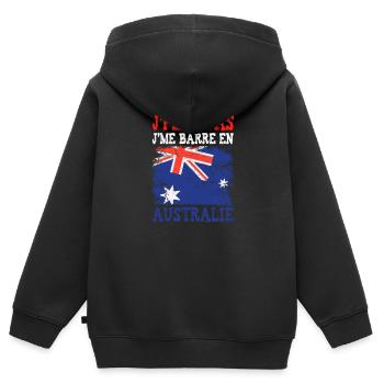 Ich kann nicht, ich bin in Australien - Kinder Premium Organic Zip Hoodie - Schwarz - Hinten - AI Model Kid Male (0cm)