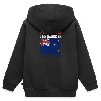 Ich kann nicht, ich bin in Neuseeland - Kinder Premium Organic Zip Hoodie - Schwarz - Hinten - AI Model Kid Male (0cm)