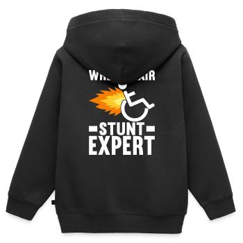 Personnes en fauteuil roulant Fauteuil roulant - Sweat Premium à capuche zippé enfant bio - noir - Dos - AI Model Kid Male (0cm)