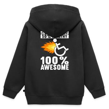 Personnes en fauteuil roulant Fauteuil roulant - Sweat Premium à capuche zippé enfant bio - noir - Dos - AI Model Kid Male (0cm)