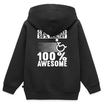 Personnes en fauteuil roulant Fauteuil roulant - Sweat Premium à capuche zippé enfant bio - noir - Dos - AI Model Kid Male (0cm)