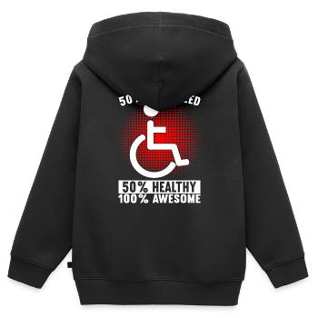 Personnes en fauteuil roulant Fauteuil roulant - Sweat Premium à capuche zippé enfant bio - noir - Dos - AI Model Kid Male (0cm)