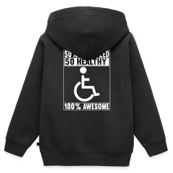 Personnes en fauteuil roulant Fauteuil roulant - Sweat Premium à capuche zippé enfant bio - noir - Dos - AI Model Kid Male (0cm)